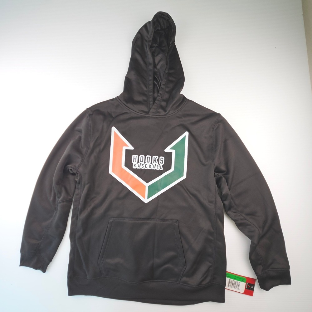 BSN Sports Hooks Baseball Hoodie Kids Large Youth Black Performance Pullover NWT